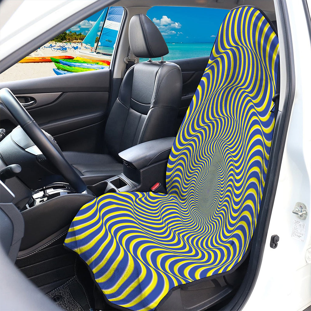 Blue And Yellow Illusory Motion Print Waterproof Car Seat Cover
