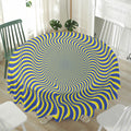 Blue And Yellow Illusory Motion Print Waterproof Round Tablecloth
