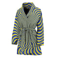 Blue And Yellow Illusory Motion Print Women's Bathrobe