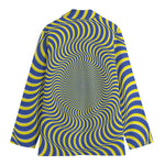 Blue And Yellow Illusory Motion Print Women's Blazer