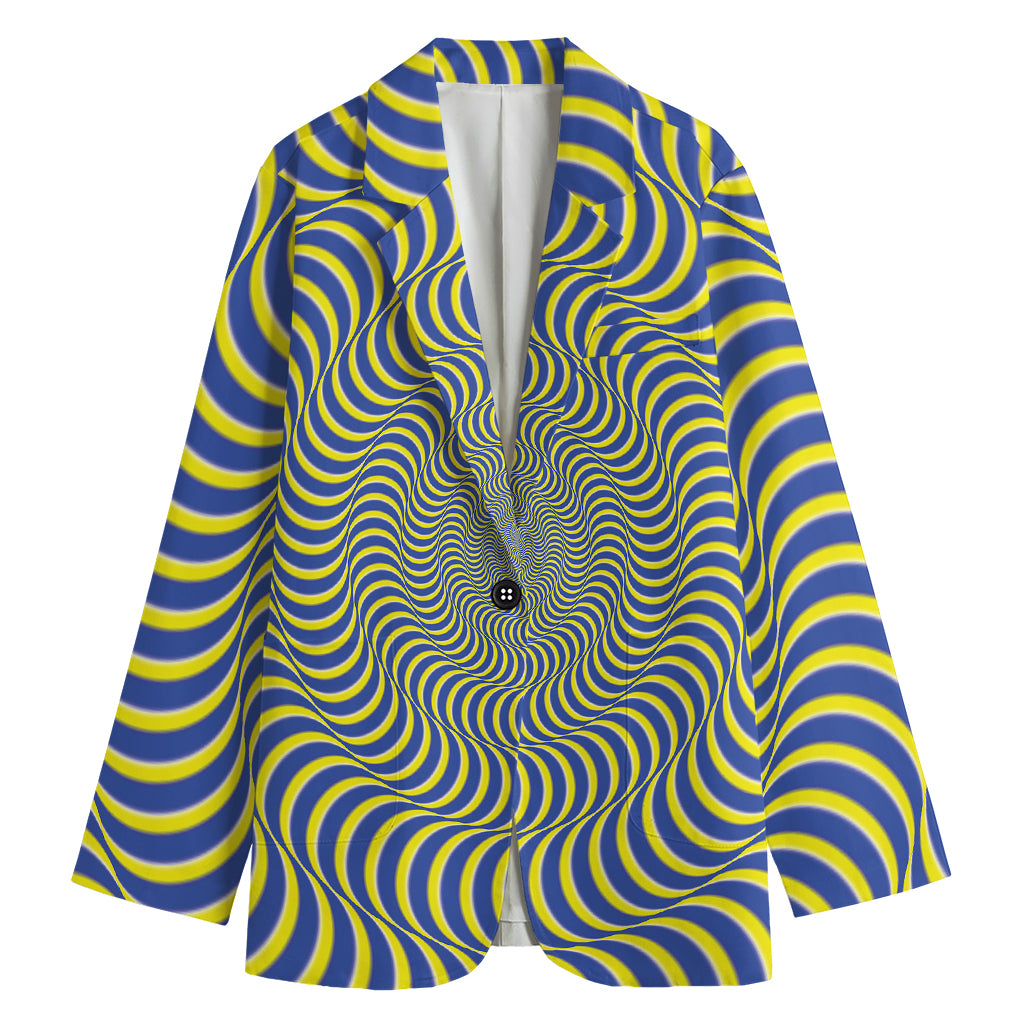 Blue And Yellow Illusory Motion Print Women's Cotton Blazer