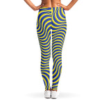 Blue And Yellow Illusory Motion Print Women's Leggings