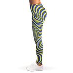 Blue And Yellow Illusory Motion Print Women's Leggings