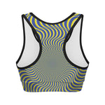 Blue And Yellow Illusory Motion Print Women's Sports Bra