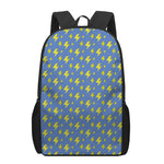 Blue And Yellow Lightning Pattern Print 17 Inch Backpack