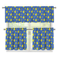 Blue And Yellow Lightning Pattern Print 3 Piece Kitchen Curtains