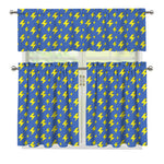 Blue And Yellow Lightning Pattern Print 3 Piece Kitchen Curtains