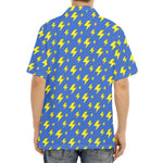 Blue And Yellow Lightning Pattern Print Aloha Shirt