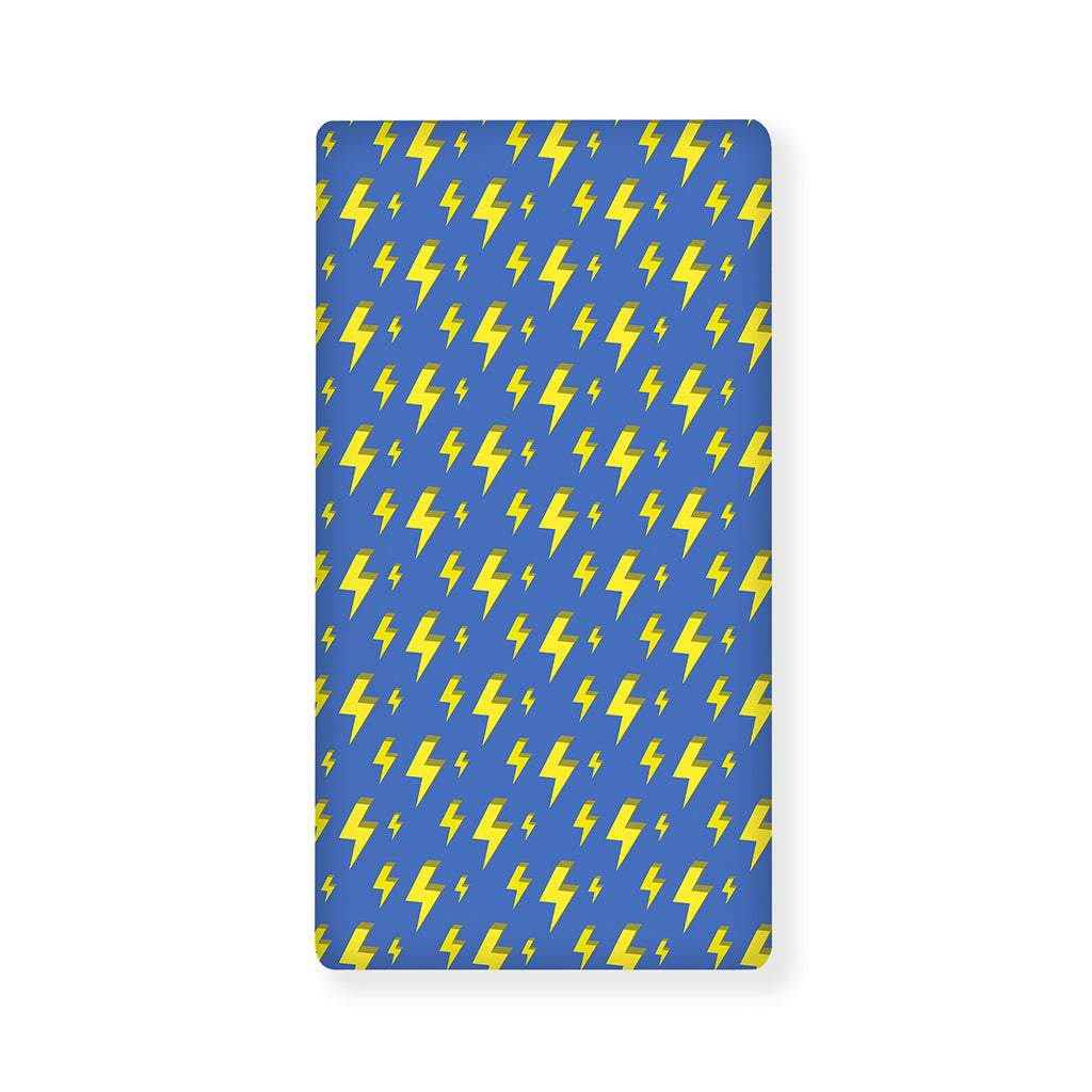 Blue And Yellow Lightning Pattern Print Baby Crib Sheet