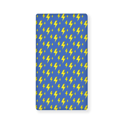 Blue And Yellow Lightning Pattern Print Baby Crib Sheet
