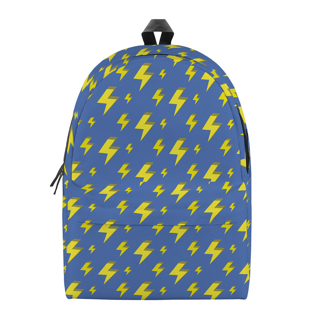 Blue And Yellow Lightning Pattern Print Backpack