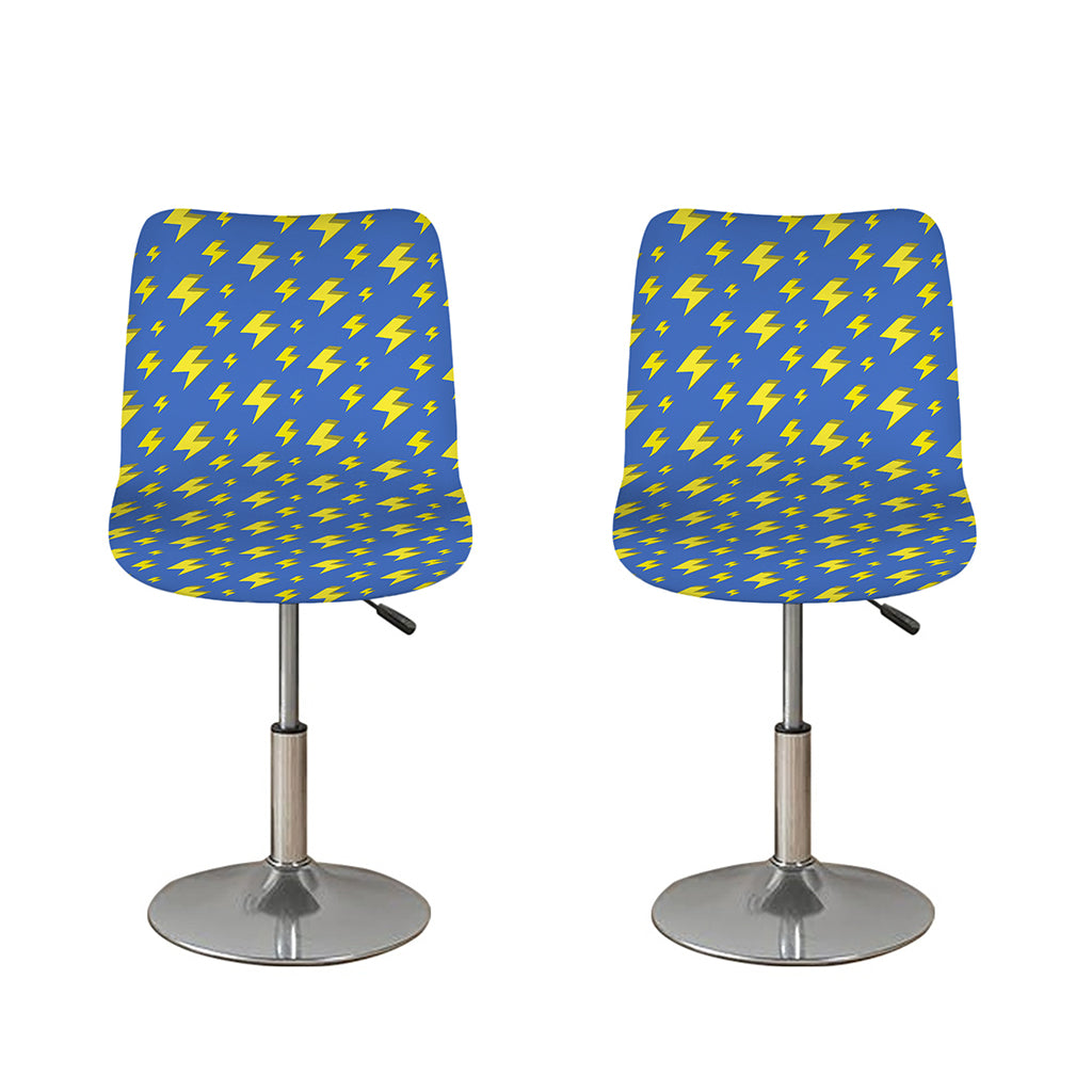Blue And Yellow Lightning Pattern Print Bar Stool Covers