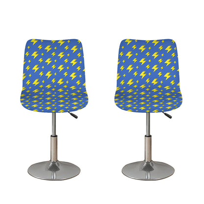 Blue And Yellow Lightning Pattern Print Bar Stool Covers