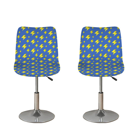 Blue And Yellow Lightning Pattern Print Bar Stool Covers