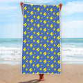 Blue And Yellow Lightning Pattern Print Beach Towel