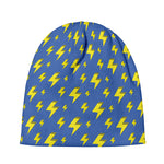 Blue And Yellow Lightning Pattern Print Beanie