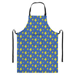 Blue And Yellow Lightning Pattern Print Bib Apron With Pocket