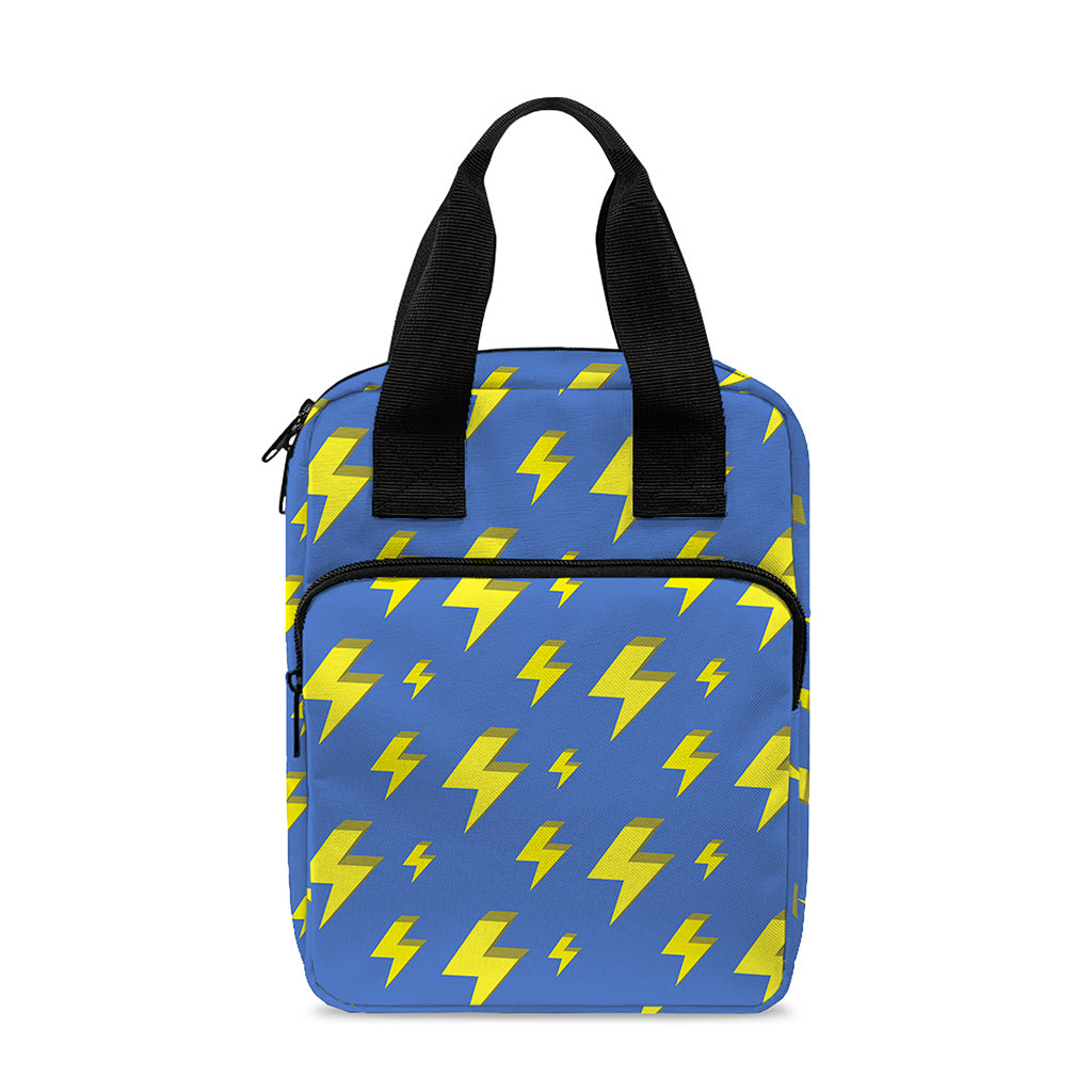 Blue And Yellow Lightning Pattern Print Bible Tote Bag