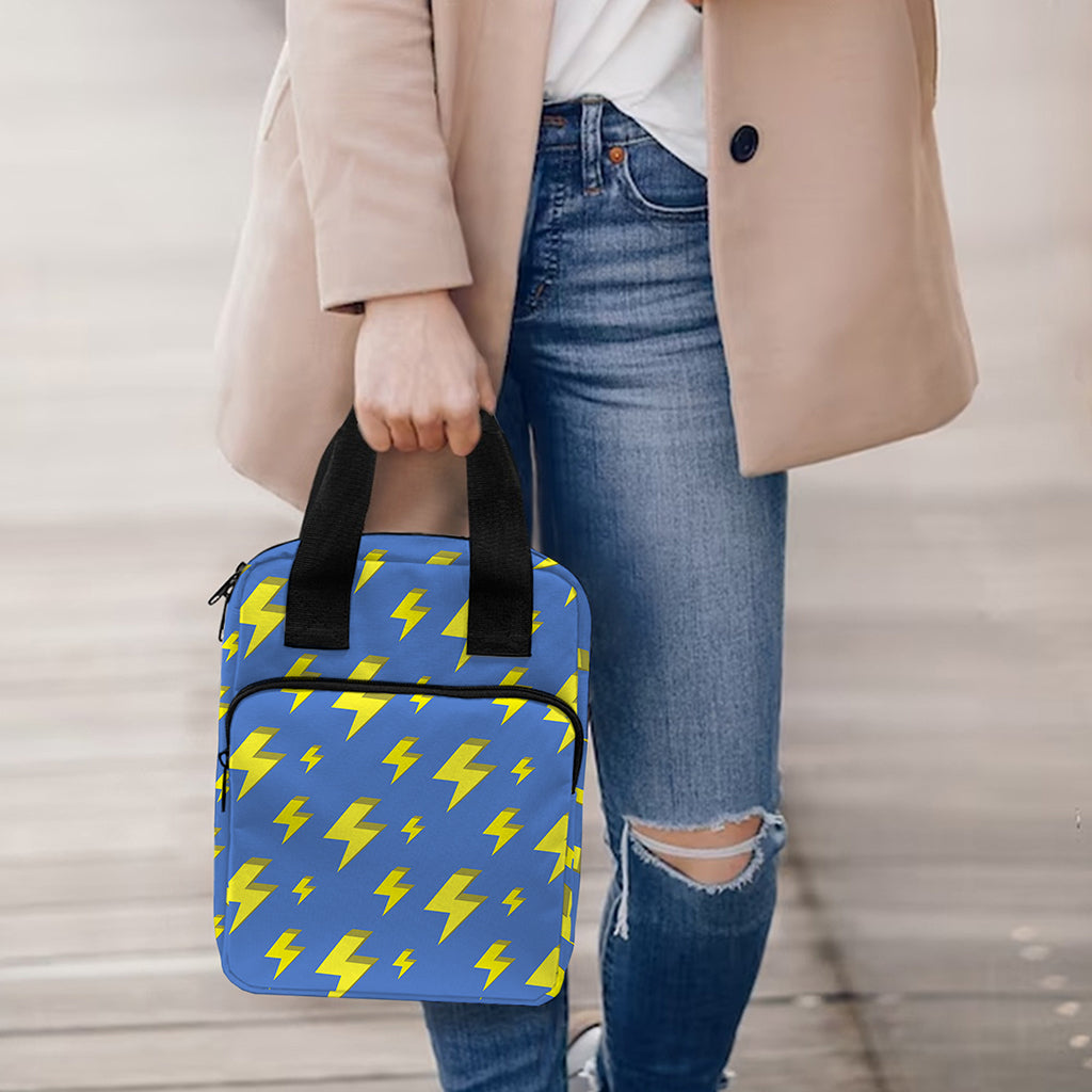 Blue And Yellow Lightning Pattern Print Bible Tote Bag