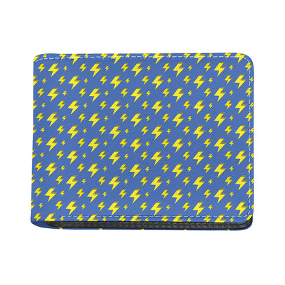 Blue And Yellow Lightning Pattern Print Bifold Wallet