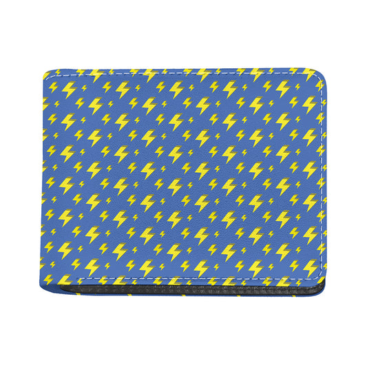Blue And Yellow Lightning Pattern Print Bifold Wallet