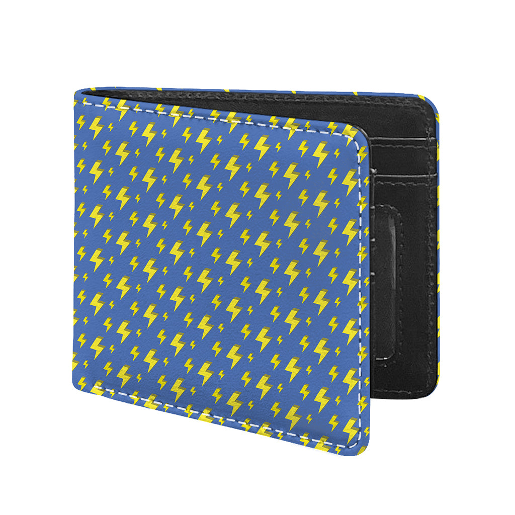 Blue And Yellow Lightning Pattern Print Bifold Wallet