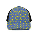Blue And Yellow Lightning Pattern Print Black Mesh Trucker Hat