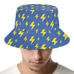 Blue And Yellow Lightning Pattern Print Bucket Hat