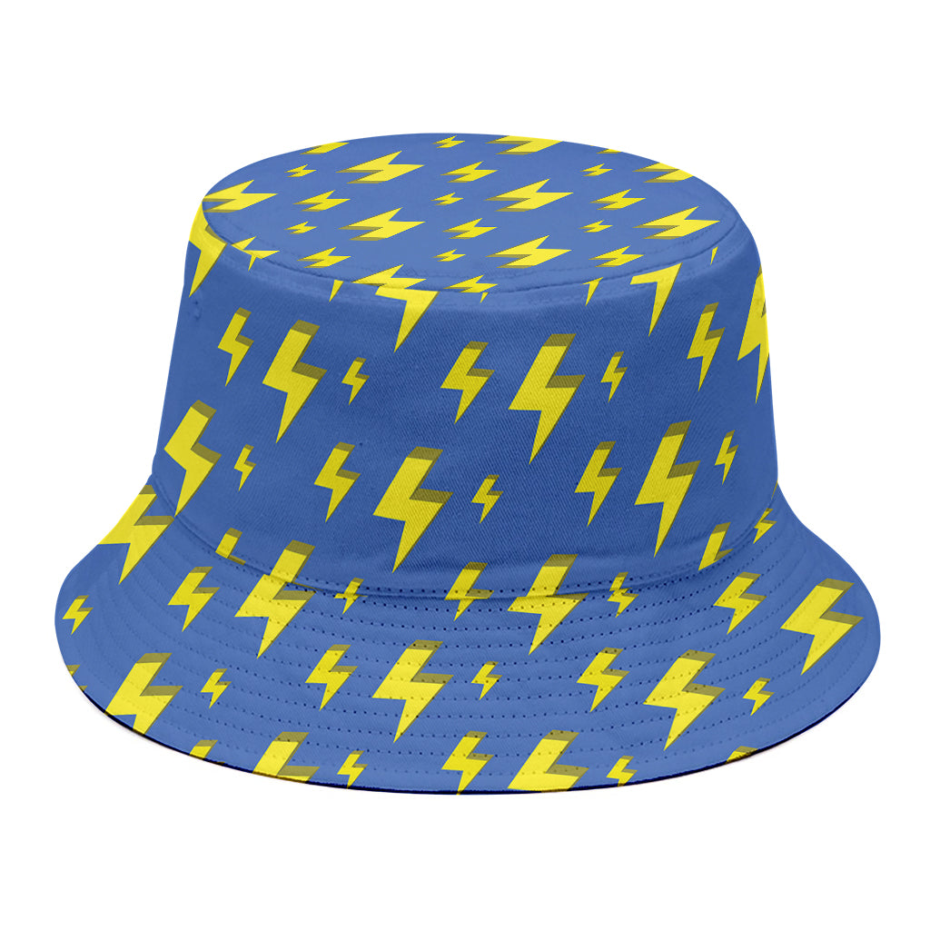 Blue And Yellow Lightning Pattern Print Bucket Hat