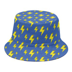 Blue And Yellow Lightning Pattern Print Bucket Hat