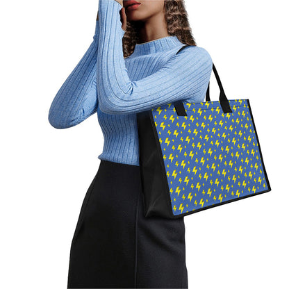 Blue And Yellow Lightning Pattern Print Canvas Tote Bag