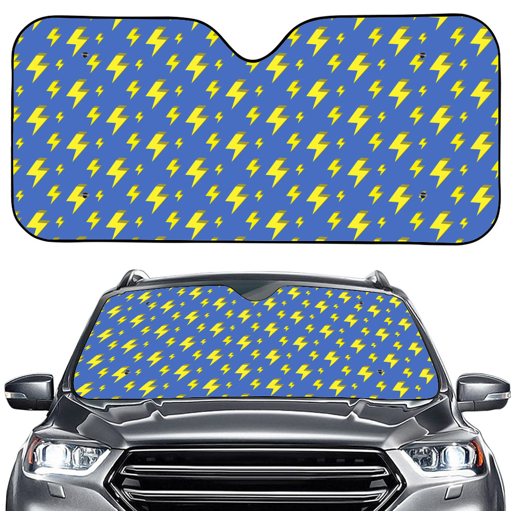 Blue And Yellow Lightning Pattern Print Car Windshield Sun Shade