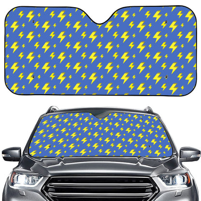 Blue And Yellow Lightning Pattern Print Car Windshield Sun Shade