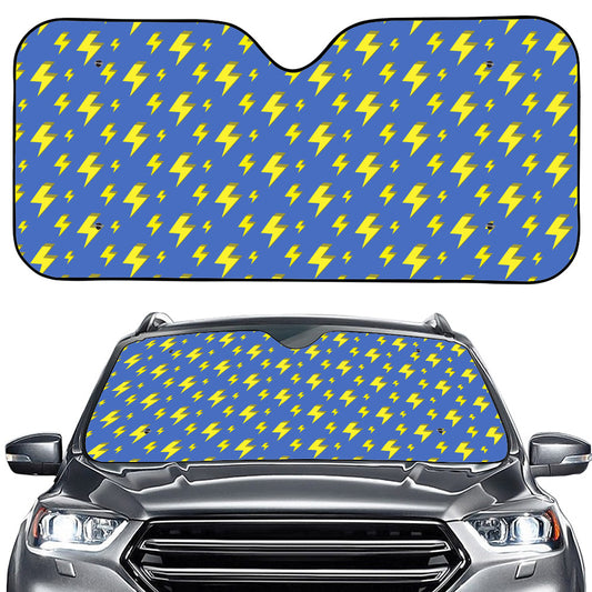 Blue And Yellow Lightning Pattern Print Car Windshield Sun Shade