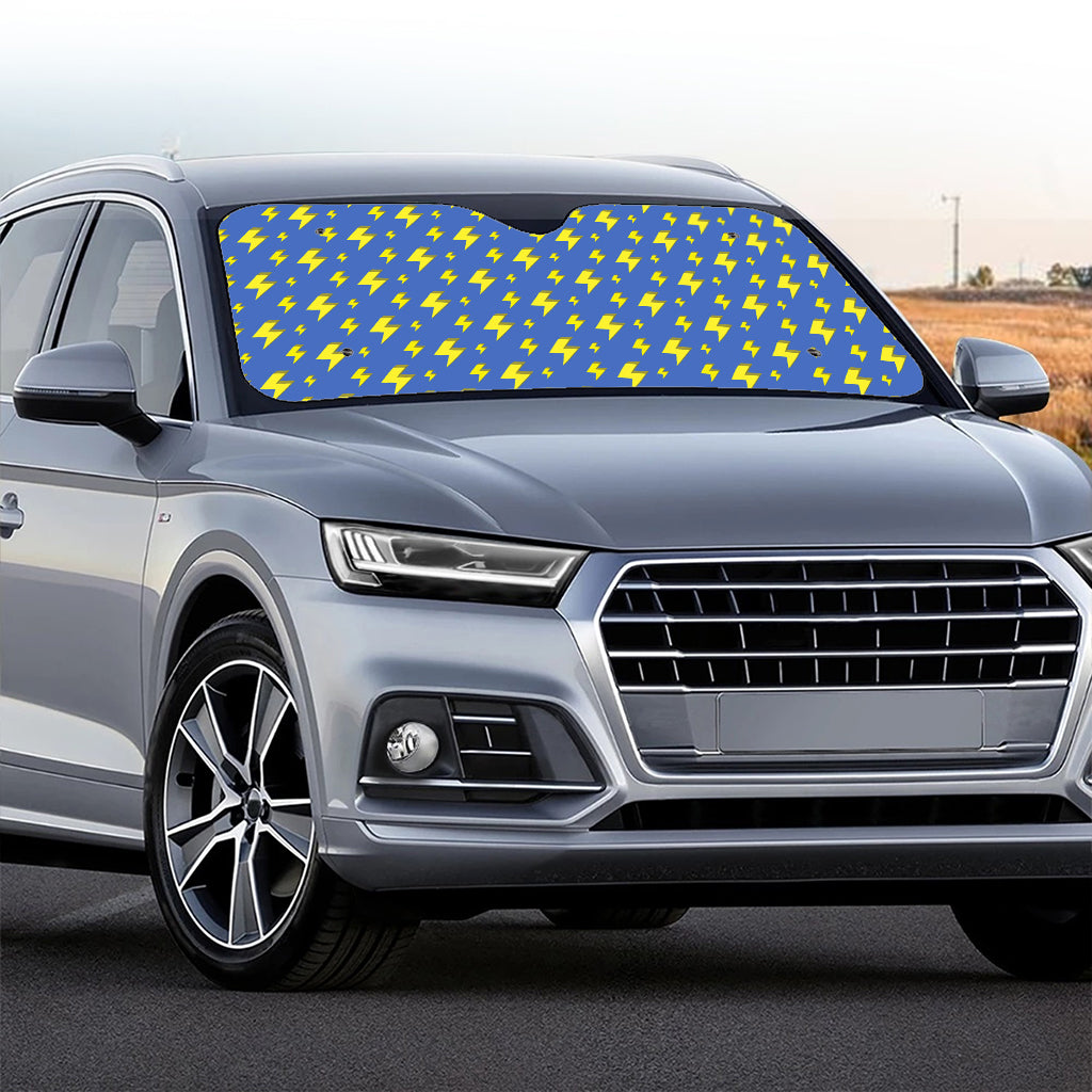 Blue And Yellow Lightning Pattern Print Car Windshield Sun Shade