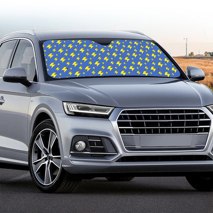 Blue And Yellow Lightning Pattern Print Car Windshield Sun Shade