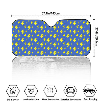 Blue And Yellow Lightning Pattern Print Car Windshield Sun Shade