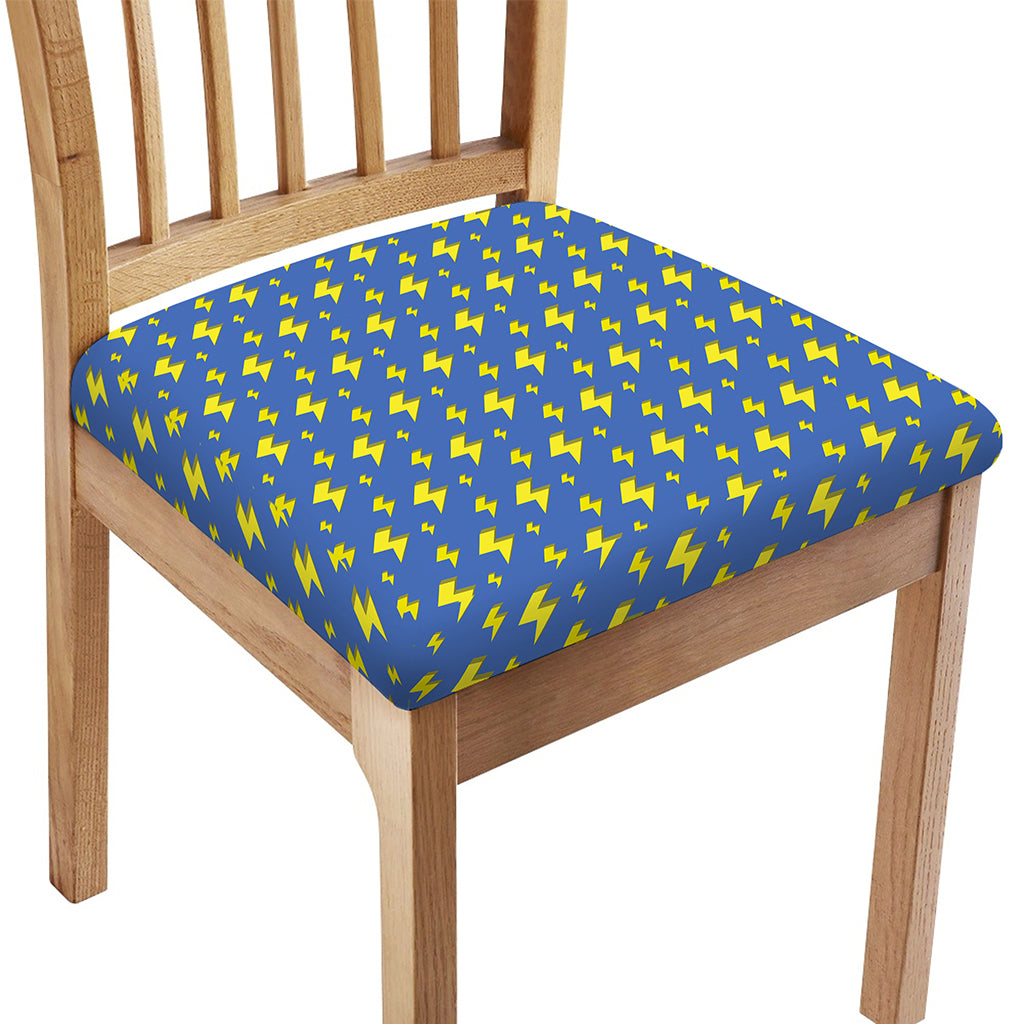 Blue And Yellow Lightning Pattern Print Chair Cushion Cover