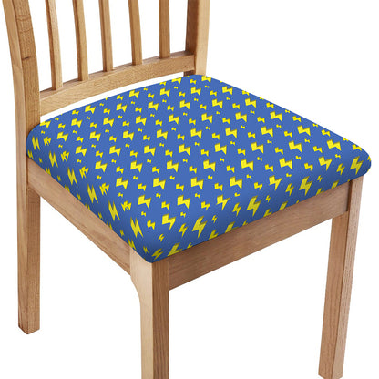 Blue And Yellow Lightning Pattern Print Chair Cushion Cover