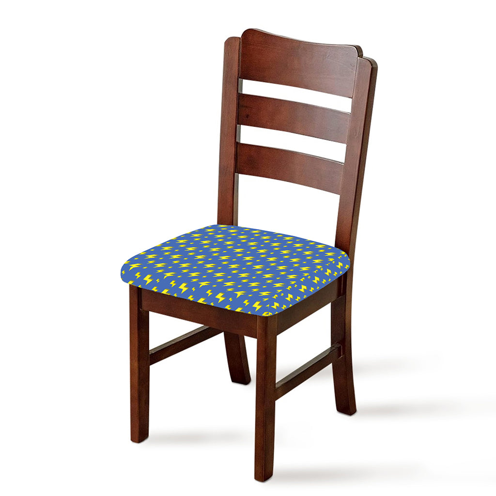 Blue And Yellow Lightning Pattern Print Chair Cushion Cover