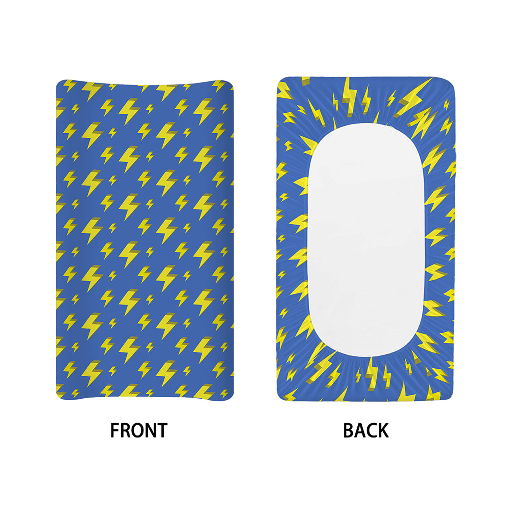 Blue And Yellow Lightning Pattern Print Changing Pad Cover