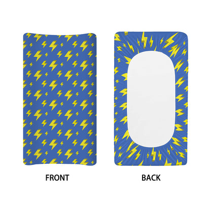 Blue And Yellow Lightning Pattern Print Changing Pad Cover