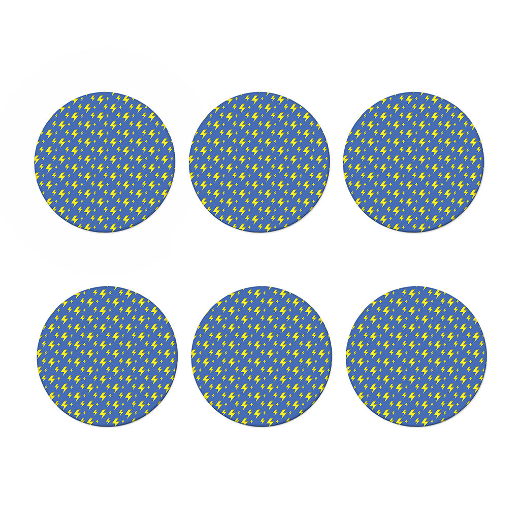 Blue And Yellow Lightning Pattern Print Coaster Set