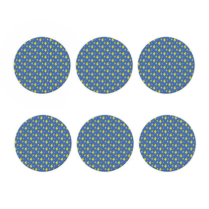 Blue And Yellow Lightning Pattern Print Coaster Set