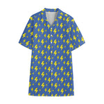 Blue And Yellow Lightning Pattern Print Cotton Hawaiian Shirt