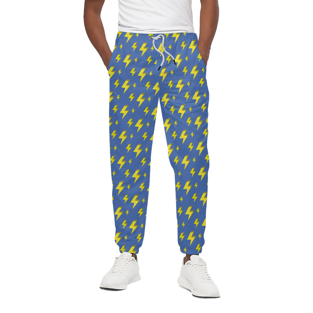 Blue And Yellow Lightning Pattern Print Cotton Pants