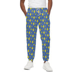 Blue And Yellow Lightning Pattern Print Cotton Pants