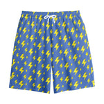 Blue And Yellow Lightning Pattern Print Cotton Shorts