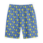 Blue And Yellow Lightning Pattern Print Cotton Shorts