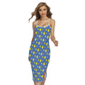 Blue And Yellow Lightning Pattern Print Cross Back Cami Dress